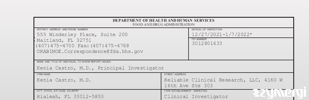 FDANews 483 Kenia Castro, M.D. Jan 7 2022 top