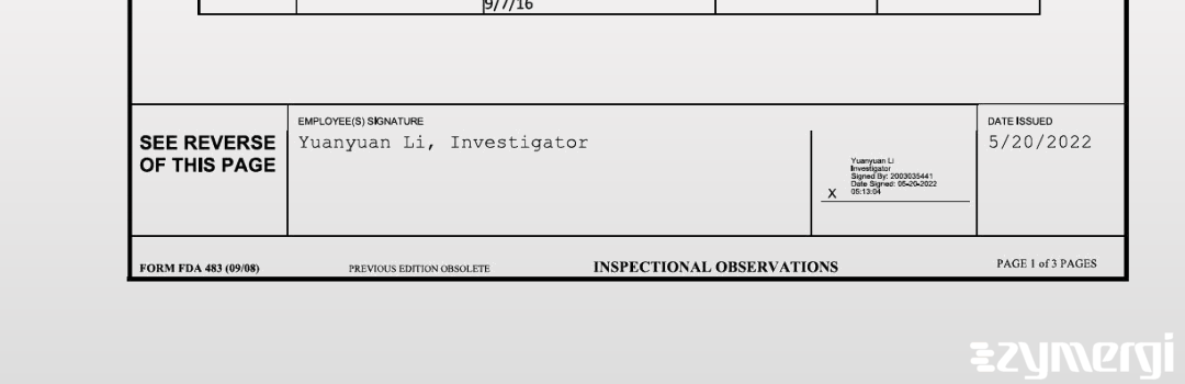 Yuanyuan Li FDA Investigator