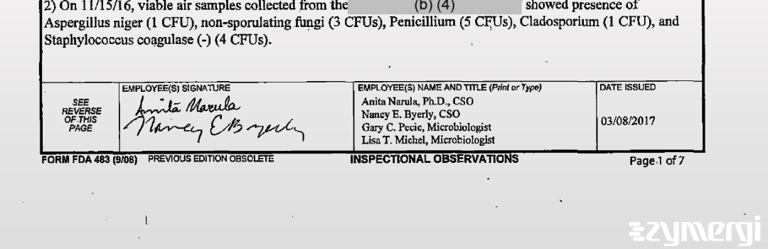 Anita Narula FDA Investigator Nancy E. Byerly FDA Investigator