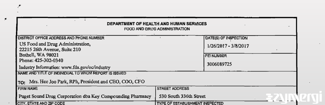 FDANews 483 Key Pharmacy and Compounding Center Mar 8 2017 top