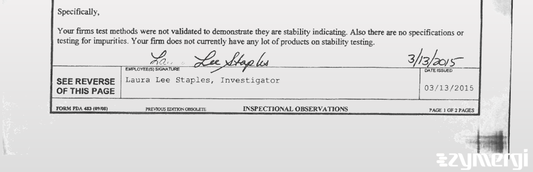 Laura L. Staples FDA Investigator