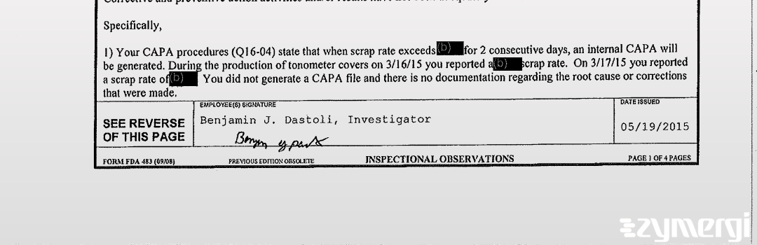 Benjamin J. Dastoli FDA Investigator