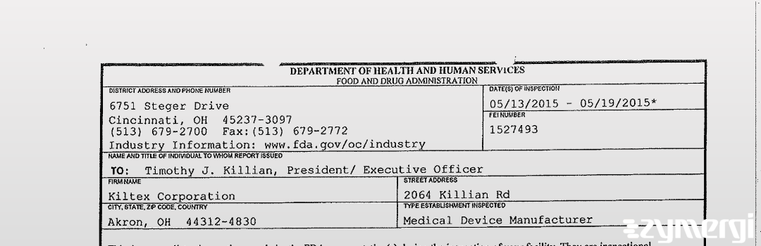 FDANews 483 Kiltex Corporation May 19 2015 top