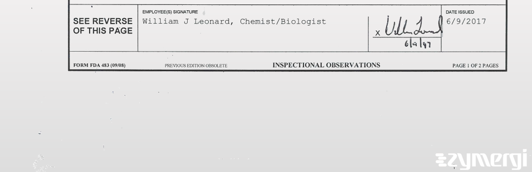 William J. Leonard FDA Investigator 