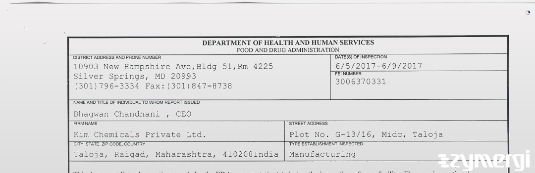 FDANews 483 Kim Chemicals Private Ltd. Jun 9 2017 top