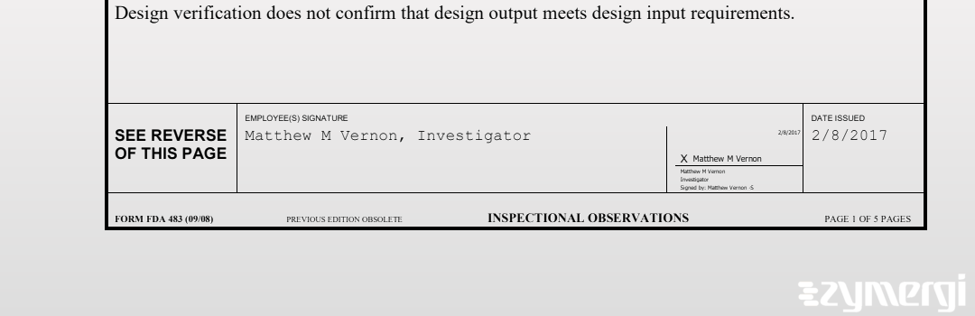 Matthew M. Vernon FDA Investigator 