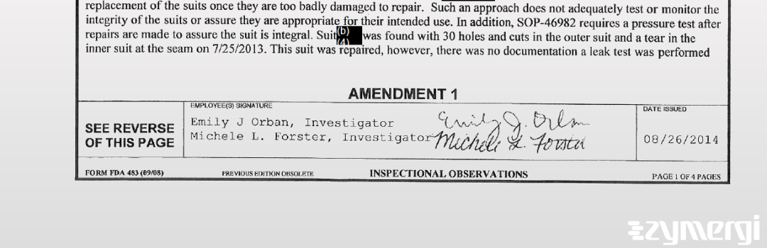 Emily J. Orban FDA Investigator Michele L. Forster FDA Investigator