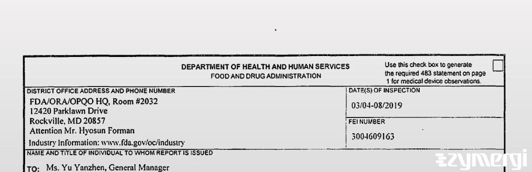 FDANews 483 Kingkey Group Kingkey Daily Chemical Co., Ltd. Mar 8 2019 top