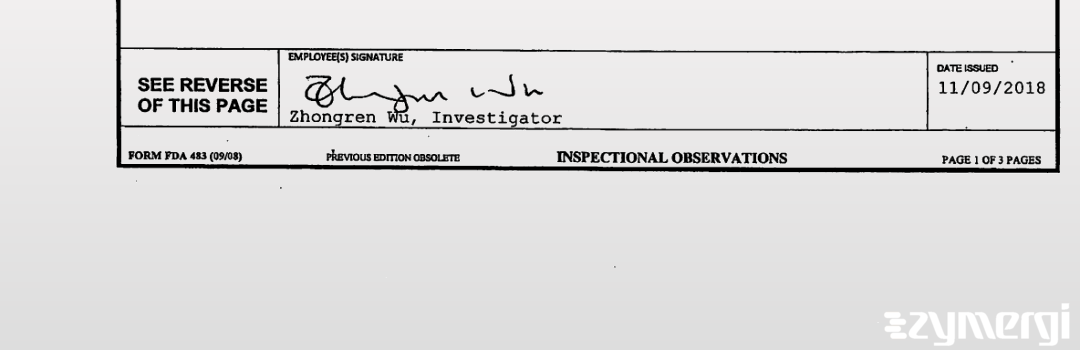 Zhongren Wu FDA Investigator