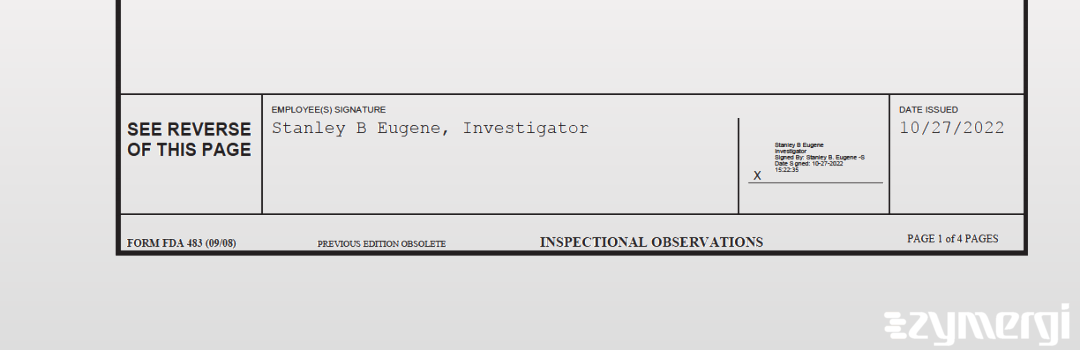 Stanley B. Eugene FDA Investigator 