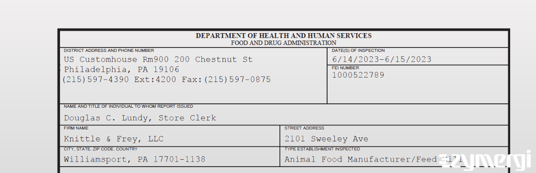 FDANews 483 Knittle & Frey, LLC Jun 15 2023 top