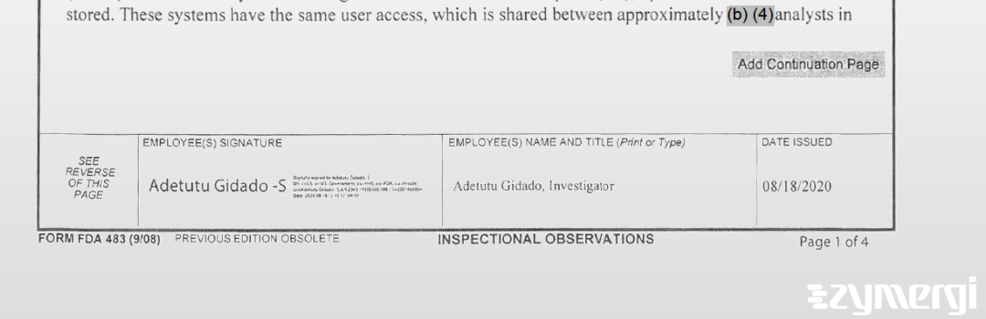 Adetutu M. Gidado FDA Investigator 