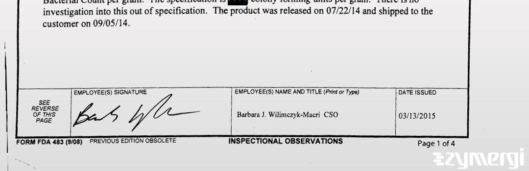 Barbara J. Wilimczyk-Macri FDA Investigator