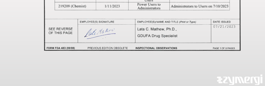 Lata C. Mathew FDA Investigator 