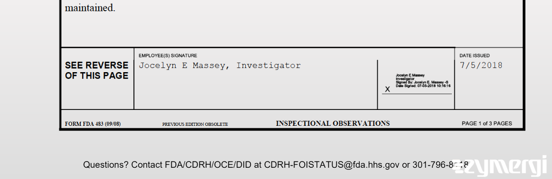 Jocelyn E. Massey FDA Investigator