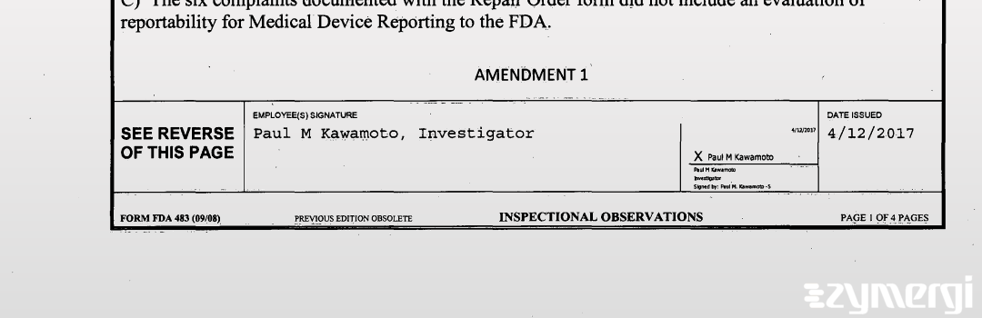 Paul M. Kawamoto FDA Investigator 