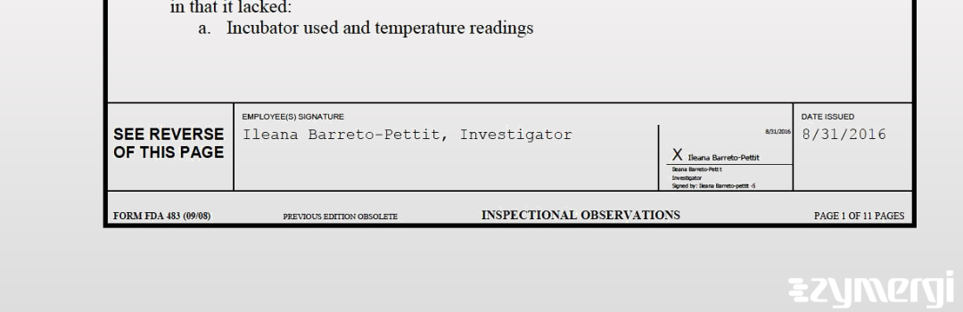 Ileana Barreto-Pettit FDA Investigator