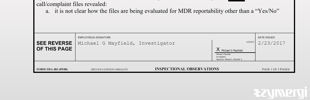 Michael G. Mayfield FDA Investigator 