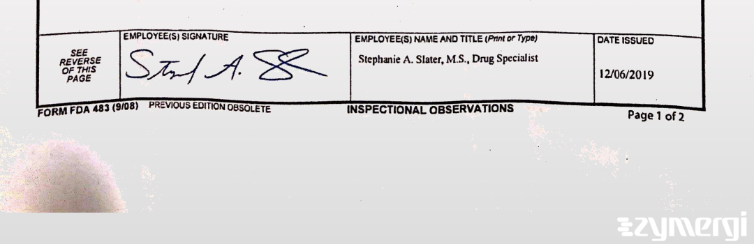 Stephanie A. Slater FDA Investigator 