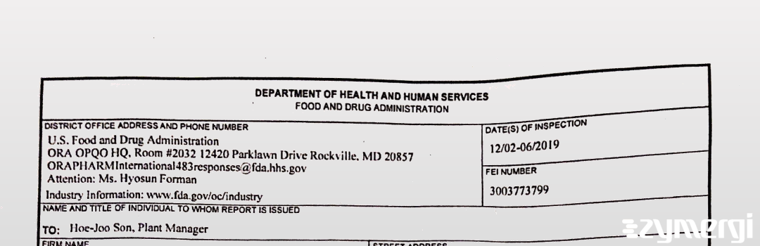 FDANews 483 Kyongbo Pharmaceutical Co., Ltd. Dec 6 2019 top