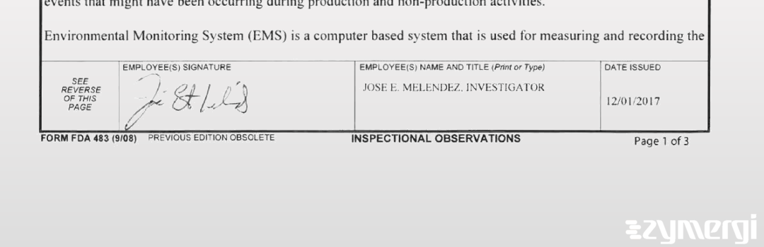 Jose E. Melendez FDA Investigator