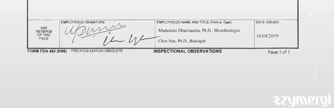 Madushini N. Dharmasena FDA Investigator 