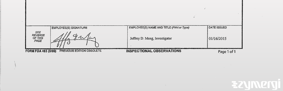 Jeffrey D. Meng FDA Investigator 