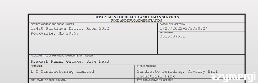 FDANews 483 L M Manufacturing Limited Feb 2 2022 top
