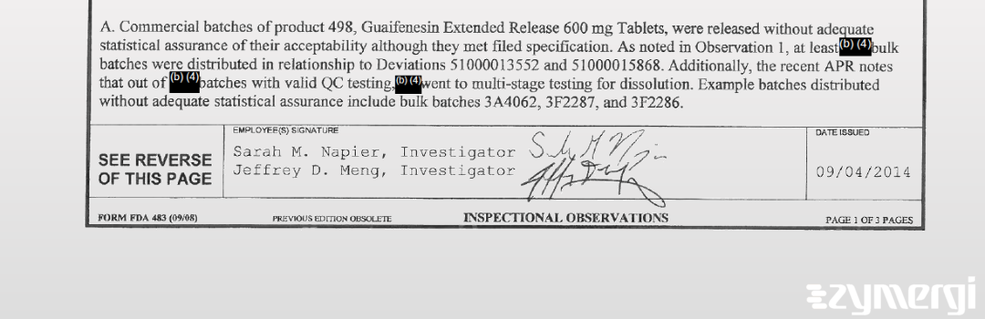 Jeffrey D. Meng FDA Investigator Sarah M. Meng FDA Investigator Carmen M. Faraianu FDA Investigator Sarah M. Napier FDA Investigator 