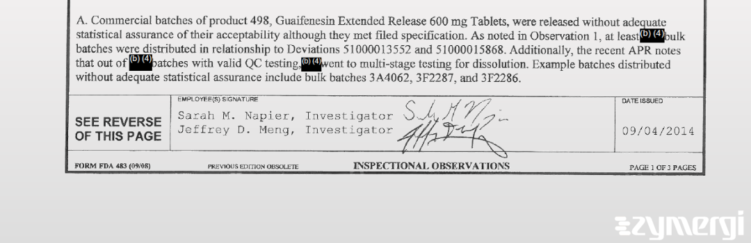 Jeffrey D. Meng FDA Investigator Sarah M. Meng FDA Investigator Carmen M. Faraianu FDA Investigator Sarah M. Napier FDA Investigator