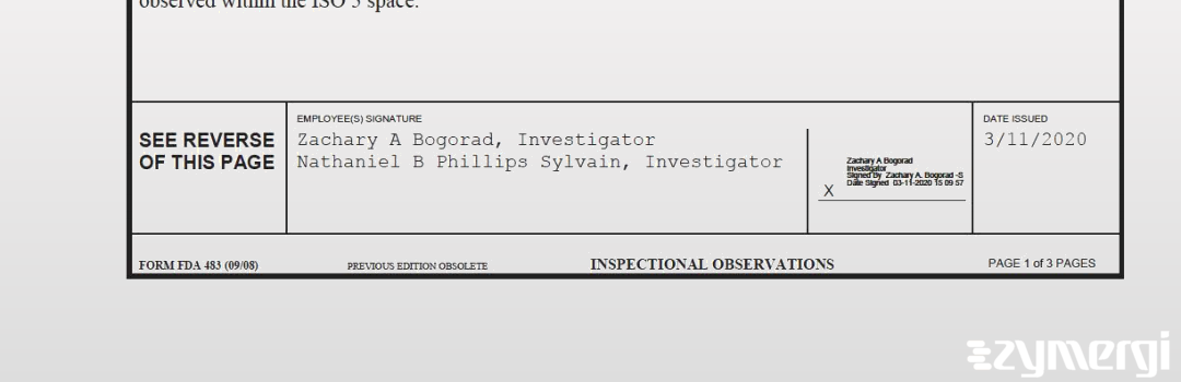 Nathaniel B. Phillips Sylvain FDA Investigator Zachary A. Bogorad FDA Investigator Phillips Sylvain, Nathaniel B FDA Investigator 