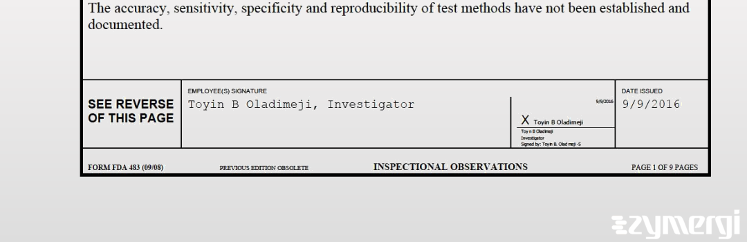 Toyin B. Oladimeji FDA Investigator 