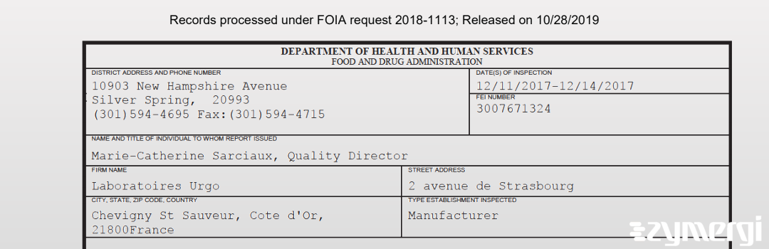 FDANews 483 Laboratoires Urgo Dec 14 2017 top