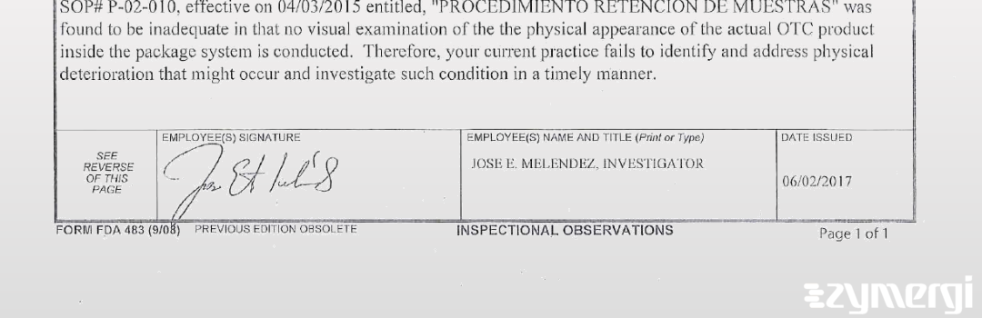 Jose E. Melendez FDA Investigator