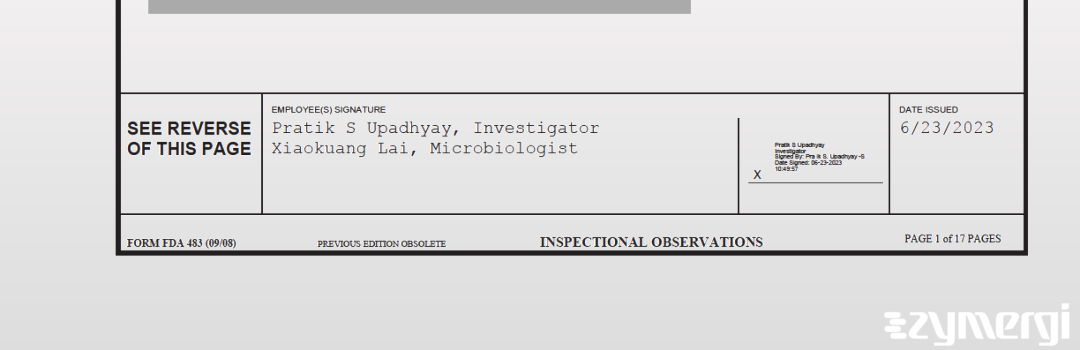 Pratik S. Upadhyay FDA Investigator Xiaokuang Lai FDA Investigator 