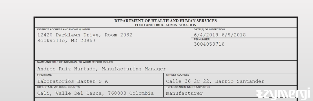 FDANews 483 Laboratorios Baxter S A Jun 8 2018 top