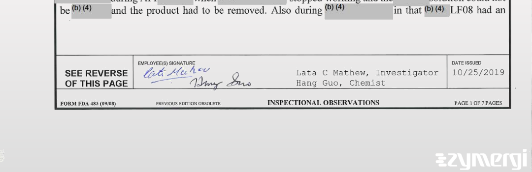 Lata C. Mathew FDA Investigator Hang N. Guo FDA Investigator 