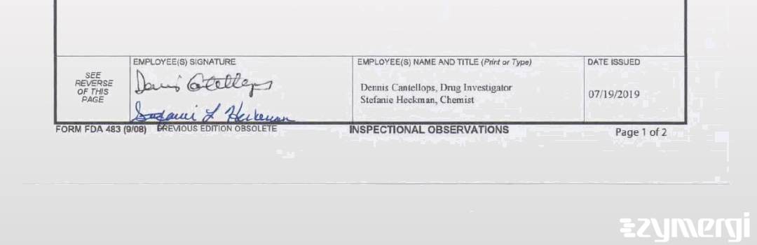 Dennis Cantellops Paite FDA Investigator Stefanie L. Heckman FDA Investigator 