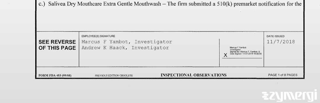 Marcus F. Yambot FDA Investigator Andrew K. Haack FDA Investigator 