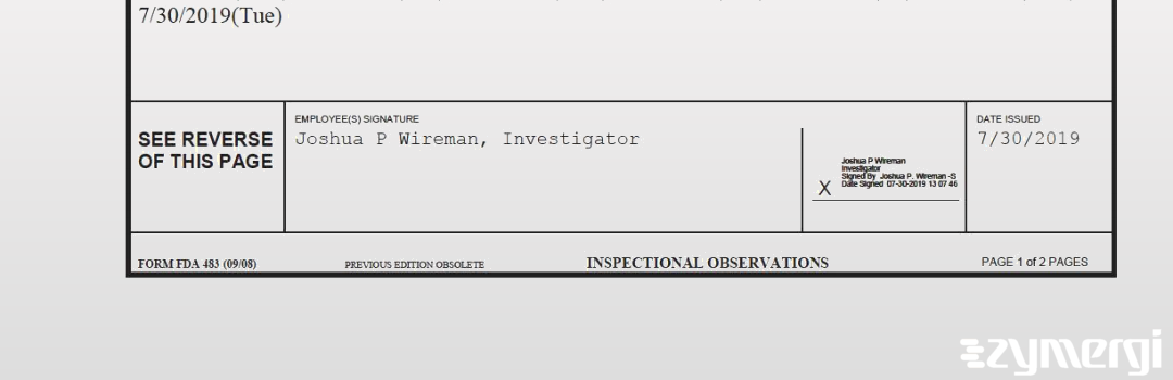 Joshua P. Wireman FDA Investigator
