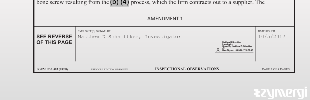 Matthew D. Schnittker FDA Investigator 