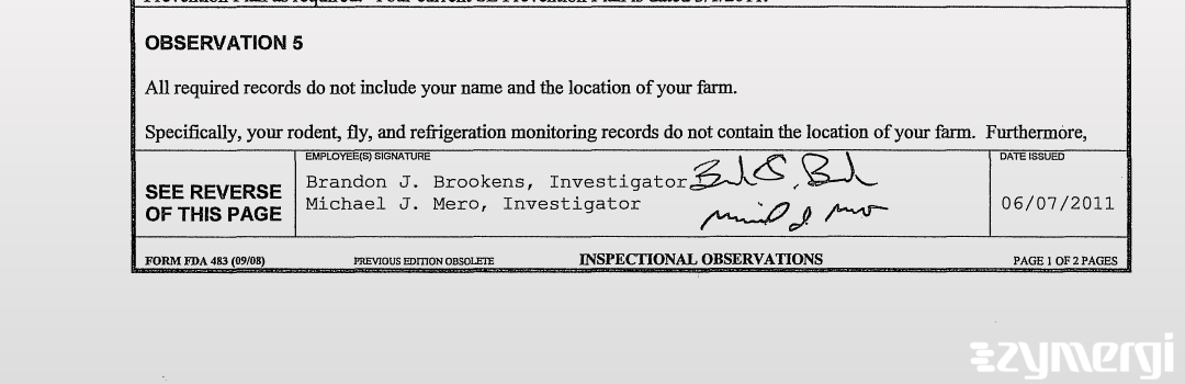 Brandon J. Brookens FDA Investigator Michael J. Mero FDA Investigator 