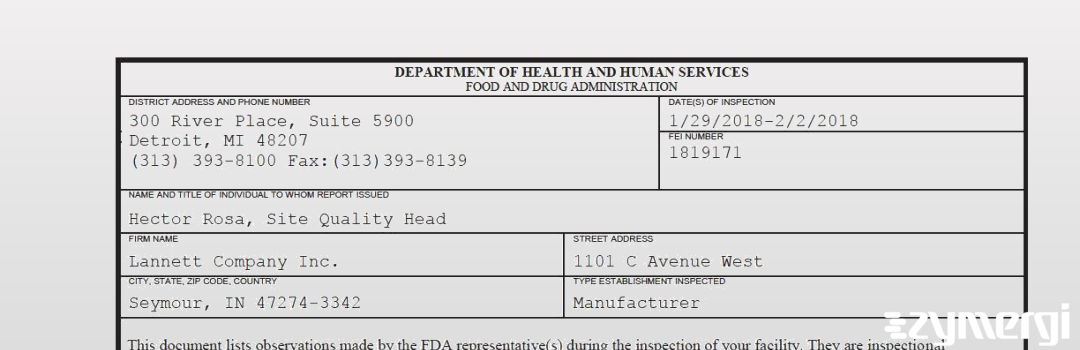 FDANews 483 Lannett Company Inc. Feb 2 2018 top