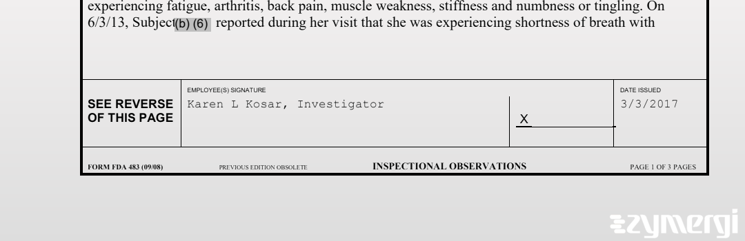 Karen L. Kosar FDA Investigator