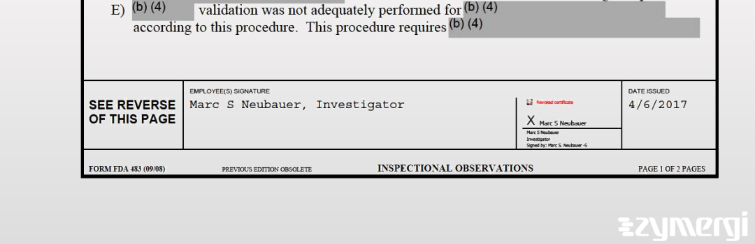 Marc S. Neubauer FDA Investigator 