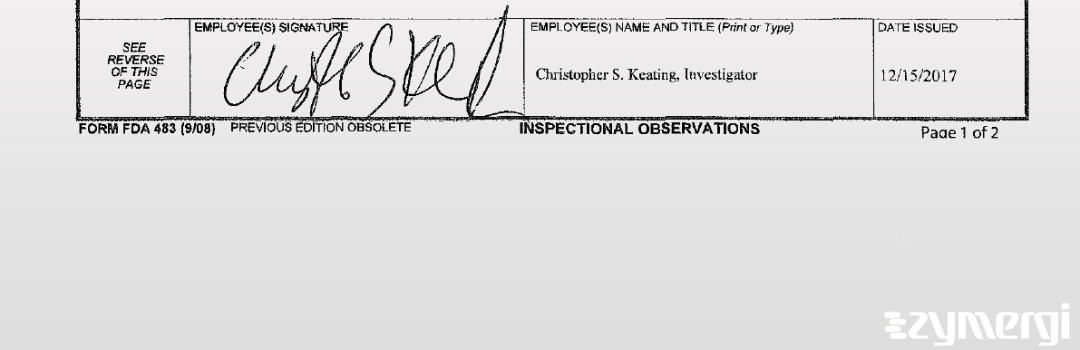 Christopher S. Keating FDA Investigator 