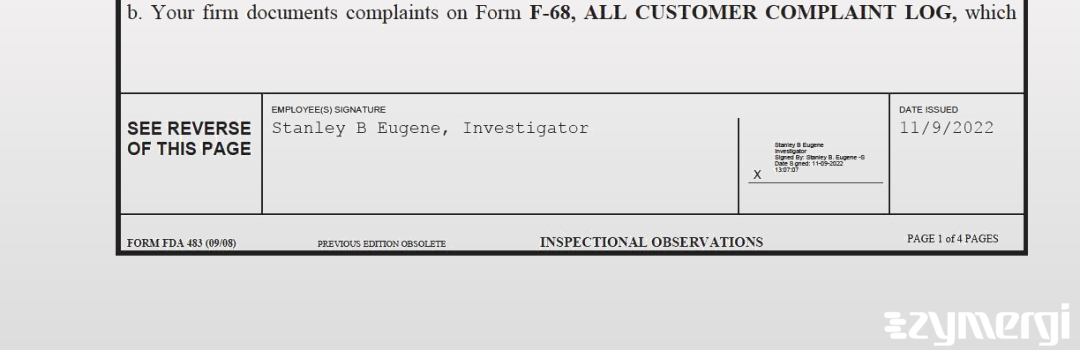 Stanley B. Eugene FDA Investigator 