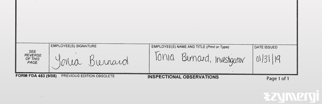 Tonia F. Bernard FDA Investigator 