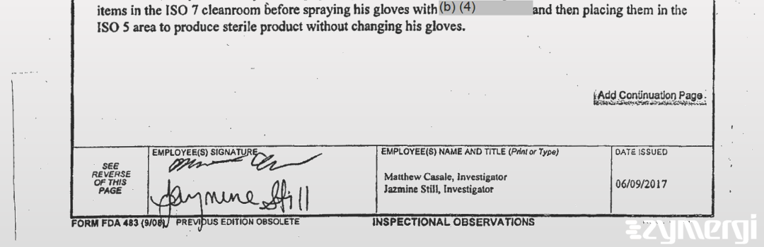 Matthew B. Casale FDA Investigator Jazmine N. Still FDA Investigator 