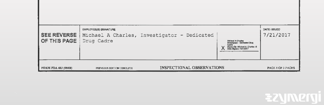 Michael A. Charles FDA Investigator 